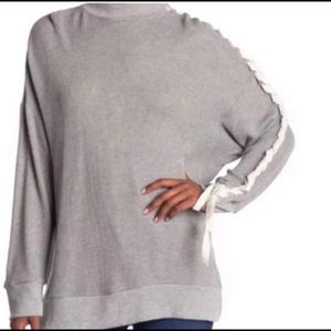 Free People Movement Heather Grey Waffle Knit Cowl Neck Top